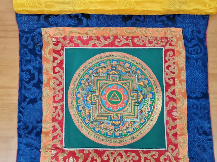 Painel de obra de arte Thangka da Mandala Sagrada com triângulo central