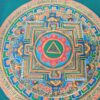 Painel de obra de arte Thangka da Mandala Sagrada com triângulo central