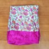 Sari indiano de seda estampa floral e paisleys rosa e creme