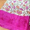 Sari indiano de viscose de seda estampa floral e paisleys rosa e creme