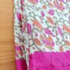 Sari indiano de viscose de seda estampa floral e paisleys rosa e creme