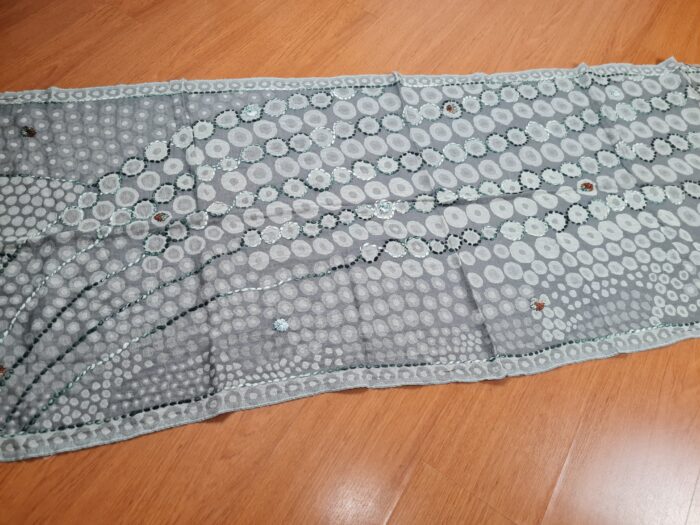 Manta de lã indiana bordada a mão dupla face tons de cinza II