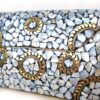 Bolsa indiana de metal mosaico de pedras naturais madrepérolas com dourado