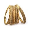 Conjunto de 10 pulseiras indianas douradas mistas Elegância Maharani
