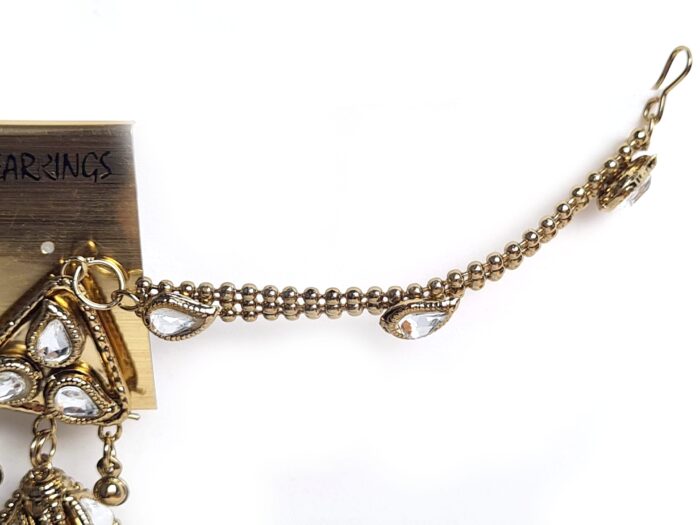 Brinco indiano Jhumka com correntes Sahara para prender ao cabelo