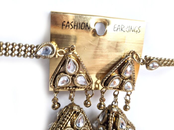 Brinco indiano Jhumka com correntes Sahara para prender ao cabelo