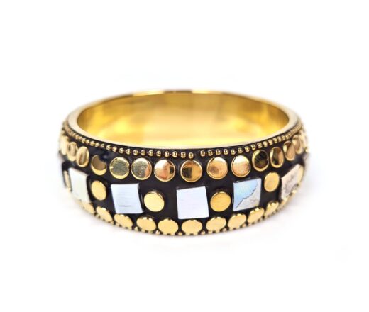 Bracelete indiano Rajasthan mosaico de madrepérolas com dourado