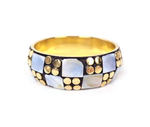 Bracelete indiano Rajasthan de madrepérolas com dourado