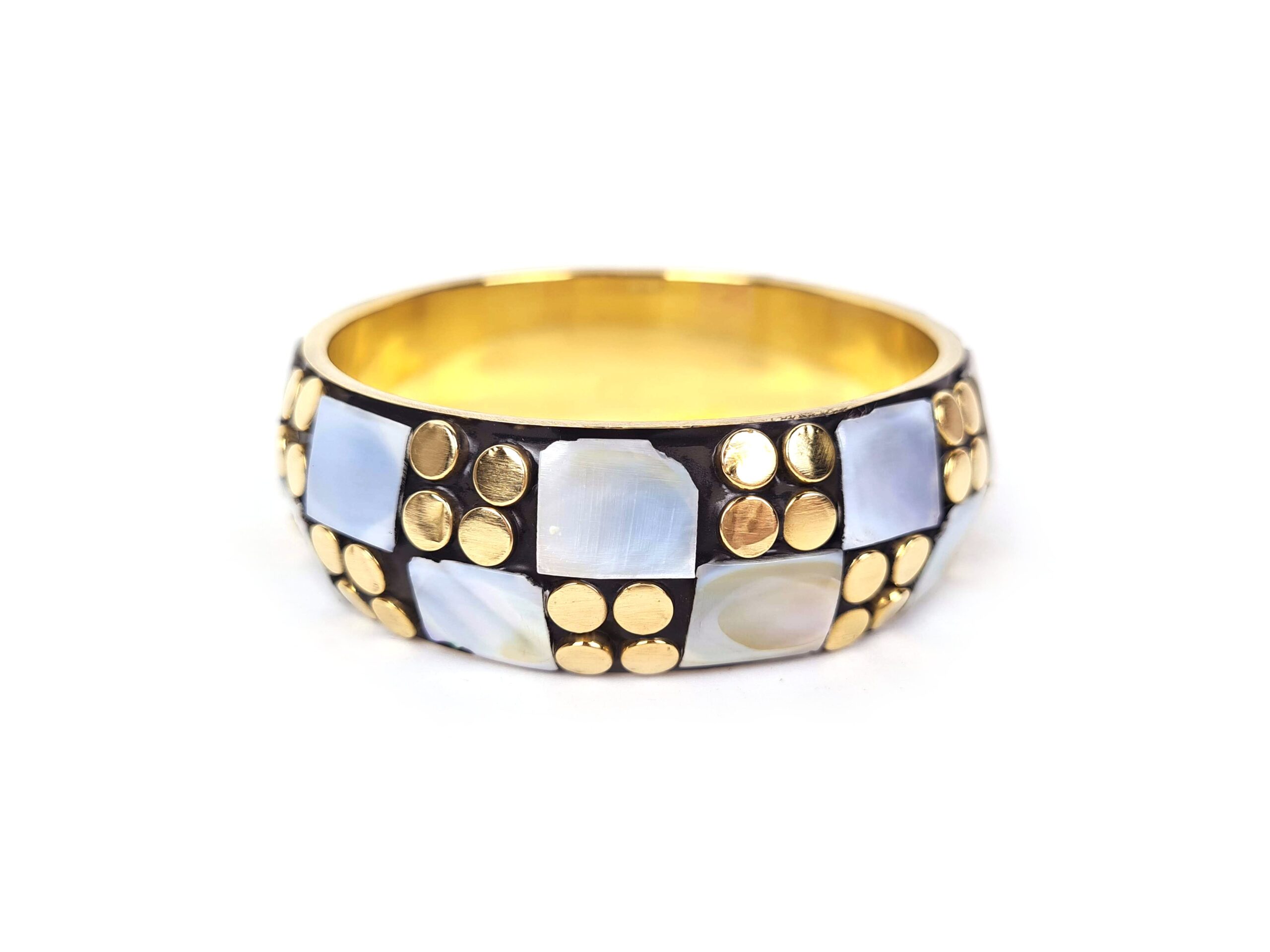 Bracelete indiano Rajasthan de madrepérolas com dourado