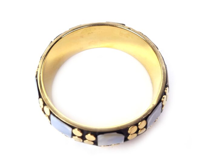 Bracelete indiano Rajasthan de madrepérolas com dourado