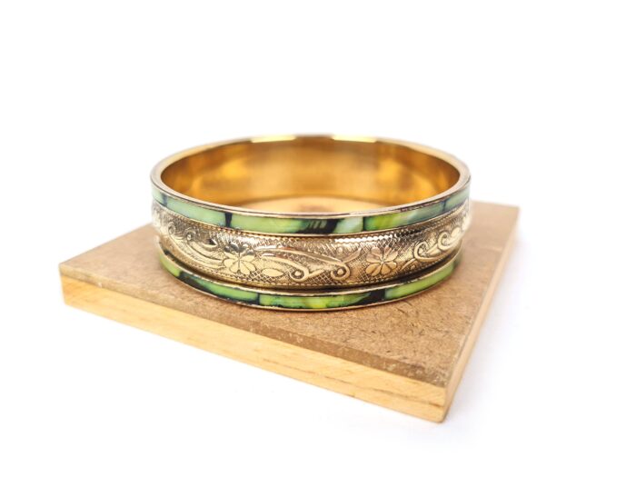 Bracelete indiano de resina marmorizada Jardins de Jaipur