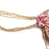 Bolsa indiana de festa de tecido bordado rosa com alça de pérolas