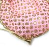 Bolsa indiana de festa de tecido bordado rosa com alça de pérolas