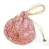 Bolsa indiana de festa de tecido bordado rosa com alça de pérolas