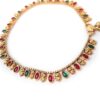Tornozeleira indiana Lakshmi Anklet dourada com pedrarias