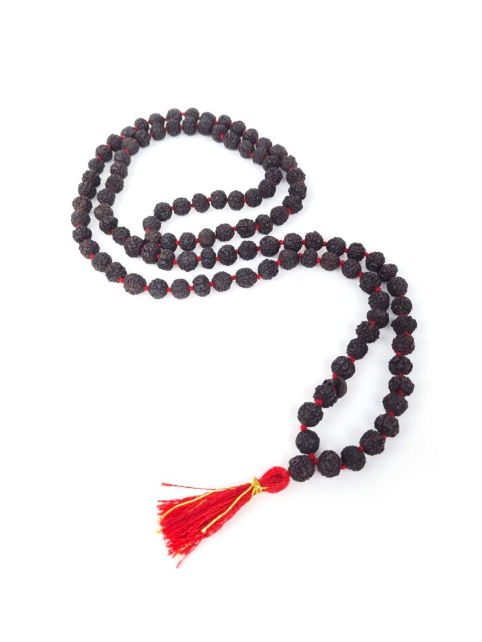 Japamala raro de Black Rudrakshas 108 contas com sementes de 7mm