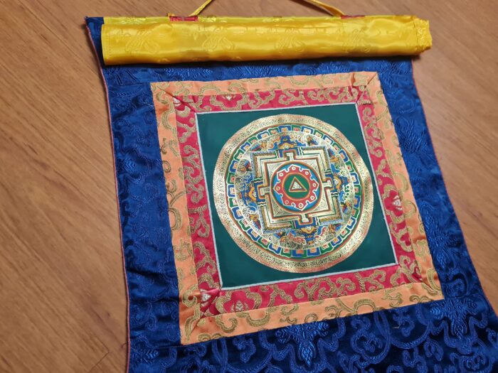 Painel de obra de arte Thangka da Mandala Sagrada com triângulo central