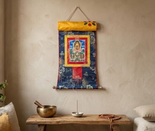 Painel de obra de arte Thangka Thangka Budista de Buda Shakyamuni e mestres