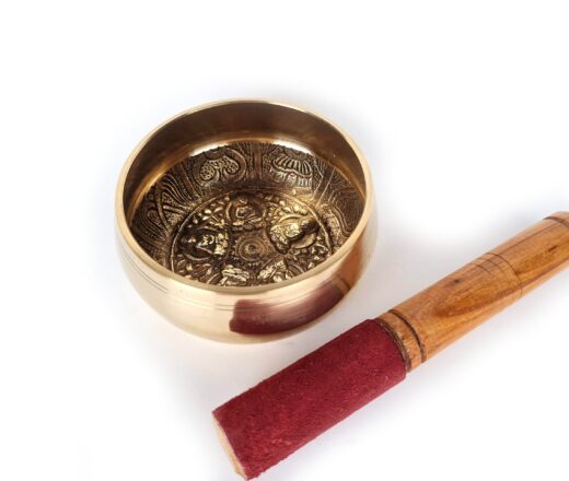 tigela tibetana dourada de Buda com bastao