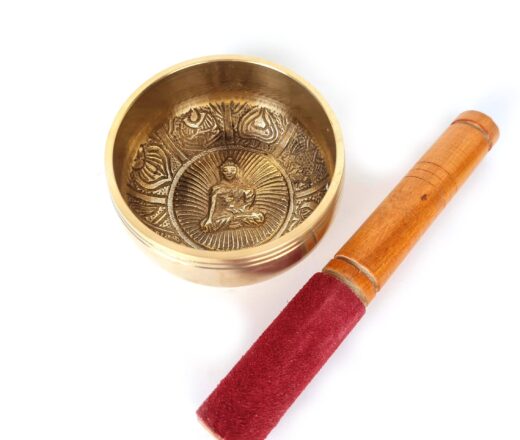 Tigela tibetana com 7 ligas dourada Buda e 8 símbolos auspiciosos 9,5cm