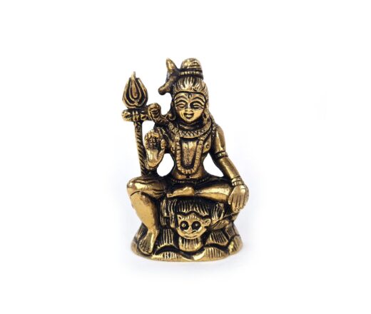 Estátua do Deus Shiva em lótus com tridente removível em brass 8m