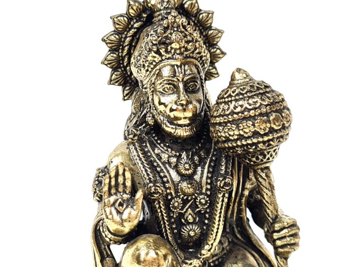 Hanuman Deus Macaco estatueta indiana em liga metálica 9cm