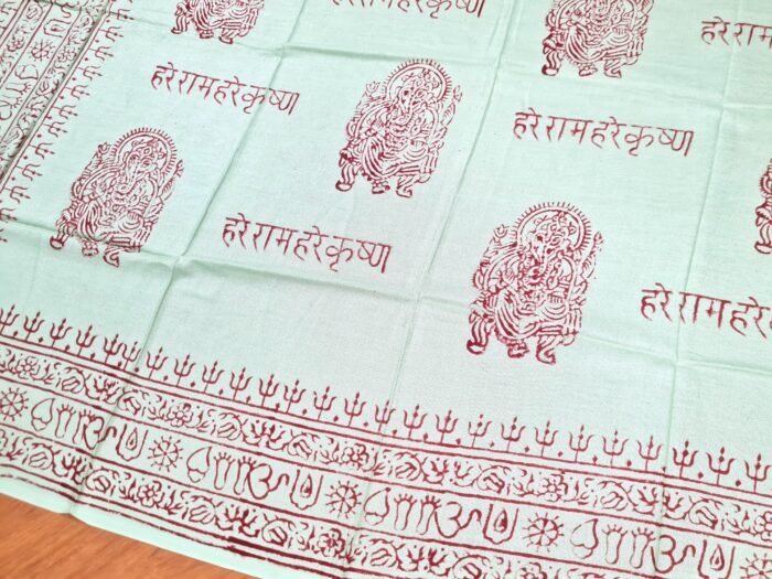 Chadar indiano (manto de oração) de Ganesha verde menta