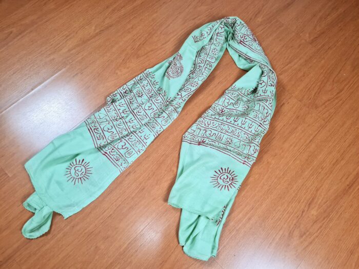 Chadar indiano (manto de oração) de Ganesha verde menta