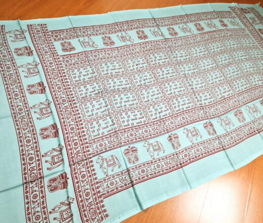 Toalha indiana devocional para altar ou poojas verde água e vinho