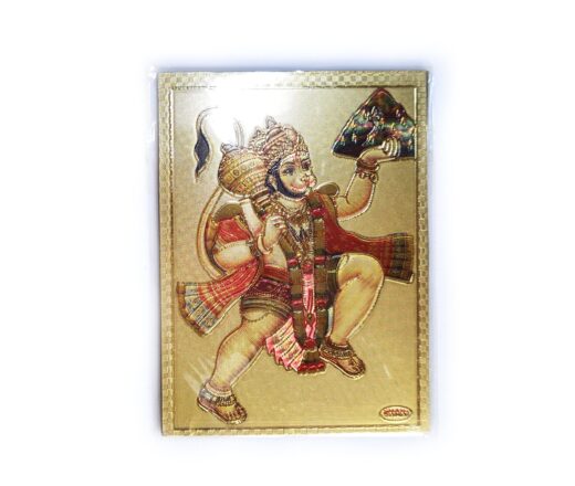Ímã de geladeira dourado estampa de Hanuman e o monte