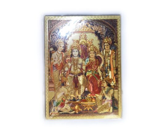 Ímã de geladeira dourado de Sita e Rama com Hanuman reverenciando