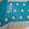 Sari indiano de seda com bordados e pedras dourados Mayura