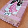 Sari indiano viscose com estampa étnica rosa com dourado