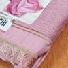 Sari indiano viscose com estampa étnica rosa com dourado