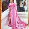 Sari indiano viscose com estampa étnica rosa com dourado