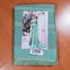 Sari indiano viscose com estampa étnica verde e dourado