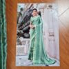 Sari indiano viscose com estampa étnica verde e dourado