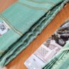 Sari indiano viscose com estampa étnica verde e dourado