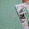 Sari indiano viscose com estampa étnica verde e dourado