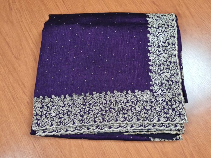 Saree Roxo com Bordado Zari Dourado