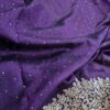 Saree indiano de seda mista roxo com bordado zari dourado