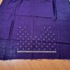 Saree indiano de seda mista roxo com bordado zari dourado