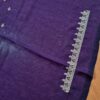 Saree indiano de seda mista roxo com bordado zari dourado