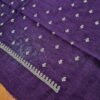 Saree indiano de seda mista roxo com bordado zari dourado