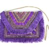 Bolsa indiana estilo boho chic de pedras, bordados e tassel, com corrente opcional