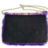 Bolsa indiana clutch boho chic bordada pedrarias e tassel lilás