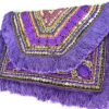 Bolsa indiana clutch boho chic bordada pedrarias e tassel lilás