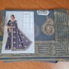saree de seda mista cinza com bordados em dourado e barra de jacquard