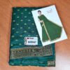 Sari indiano de seda verde médio com fita de jacquard dourada