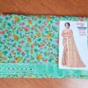 Sari indiano de tecido misto com viscose floral verde e rosa